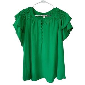 Zac & Rachel Green Flutter Sleeve Blouse